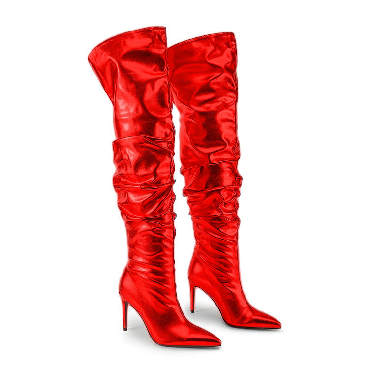 Farbige Stiletto-Over-the-Knee-Stiefel