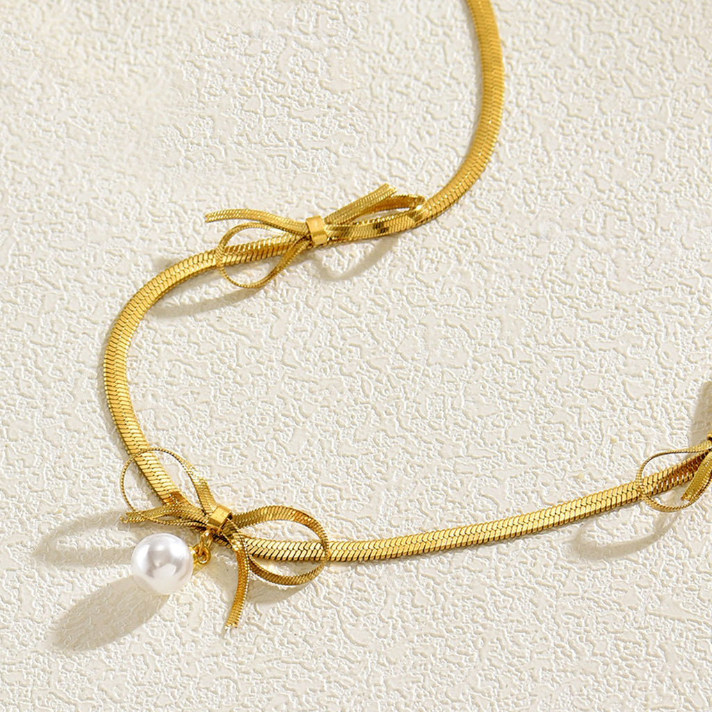 Schlange-Kette mit Perlen-Schleifen-Anhänger