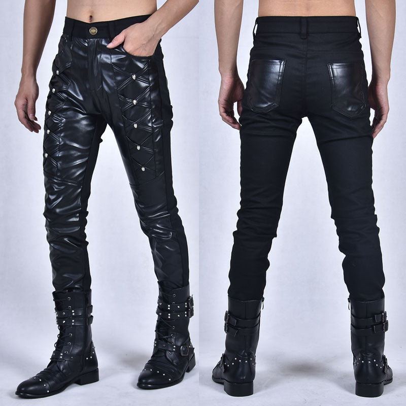 Herren Kunstlederhose mit Reissverschluss
