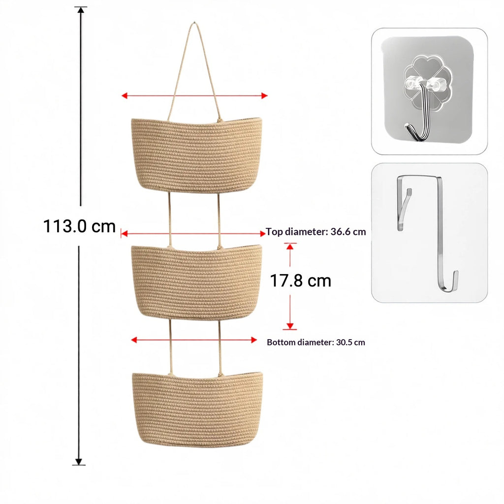 Wandkorb aus Baumwollseil – Mehrschicht-Organizer – Bild 3 | LuxeStyle