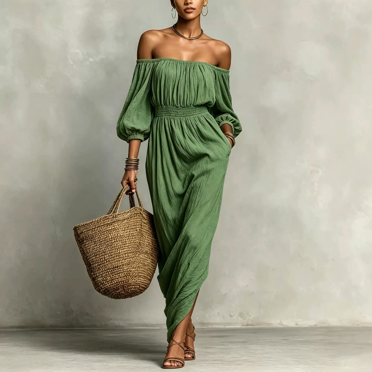 Off-Shoulder Freizeitkleid Uni – Bild 13 | LuxeStyle