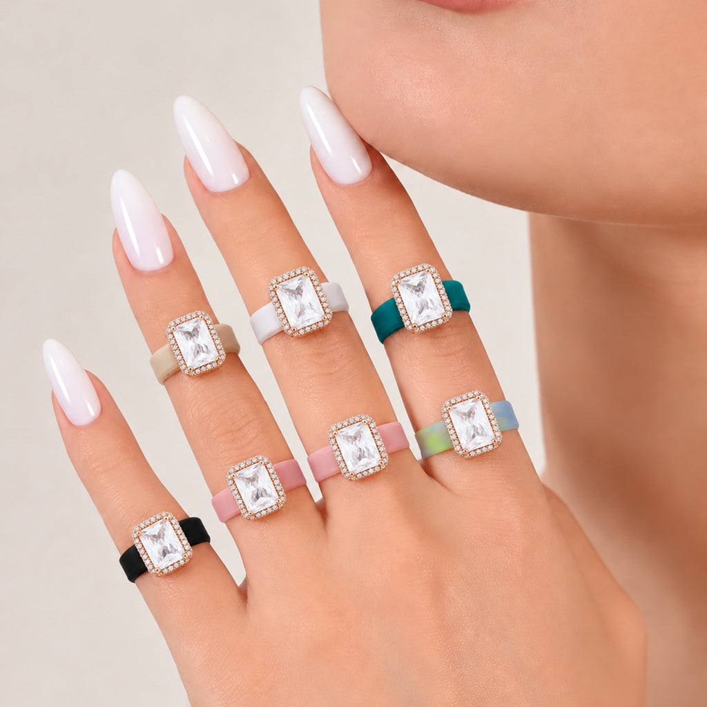Quadratischer Zirkonring mit Silikoneinlage