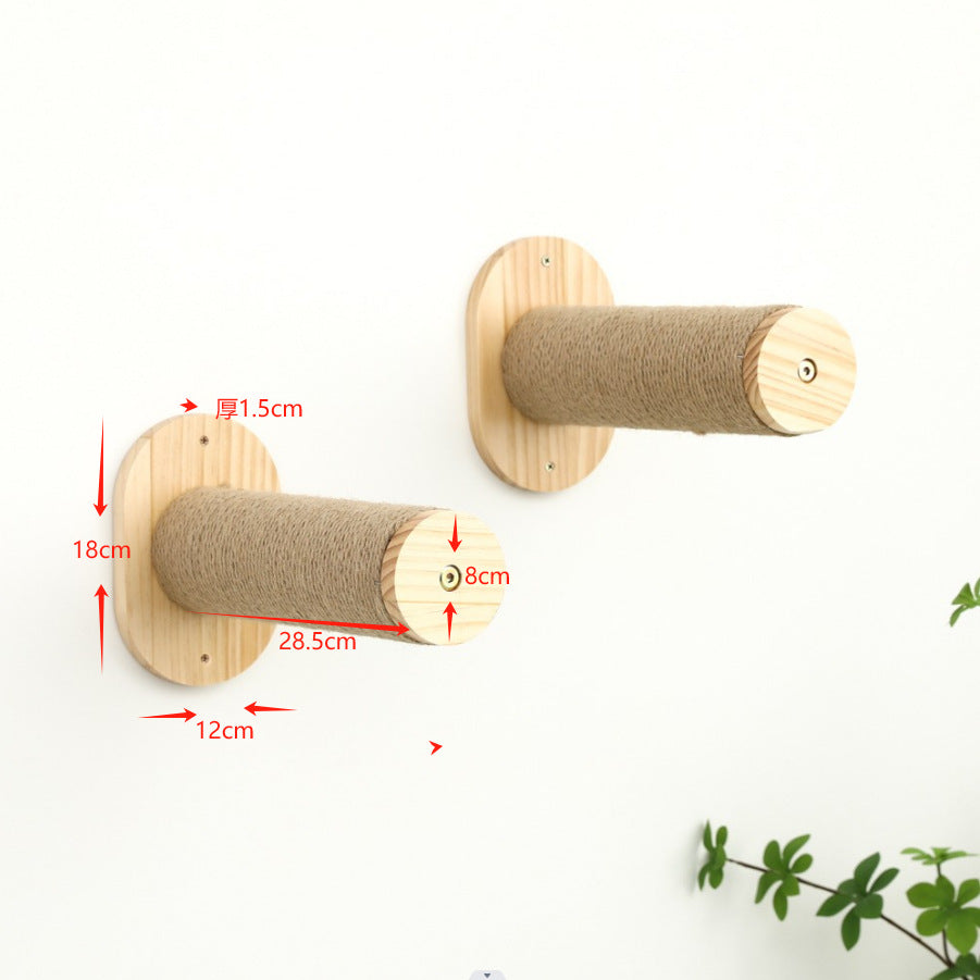 Wandmontierte Katzen-Kletterplattform aus Massivholz