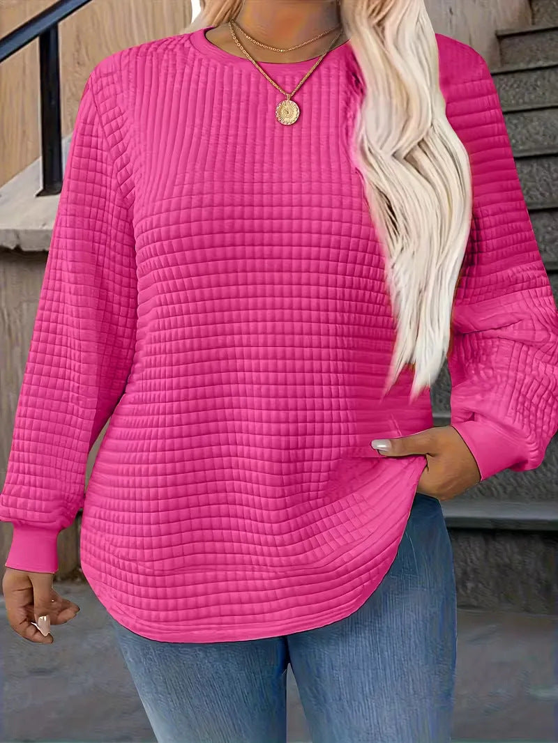 Waffle-knit Crewneck Sweatshirt für Damen – Ansicht 6