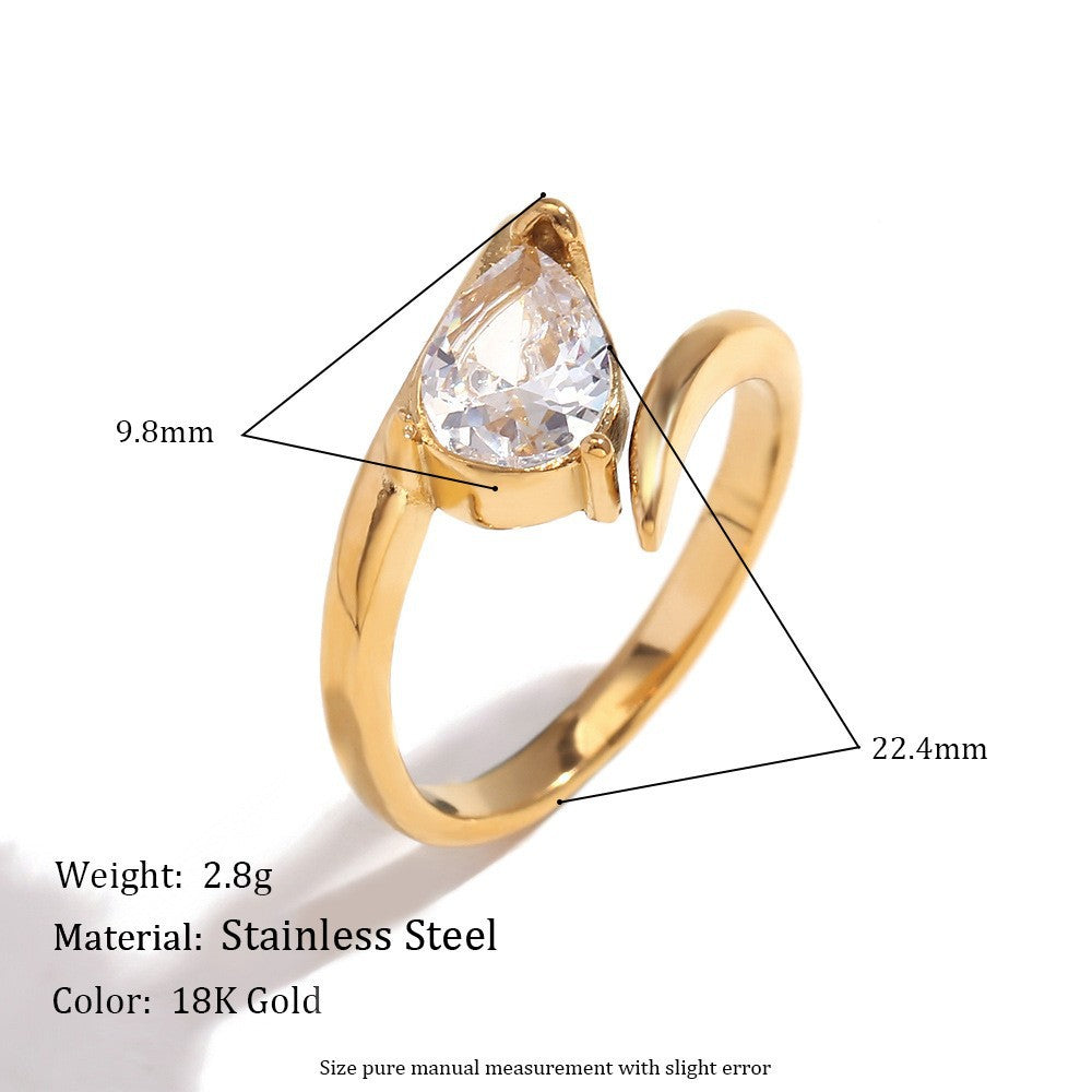 Eleganter Wassertropfen Zirkon Ring für Damen