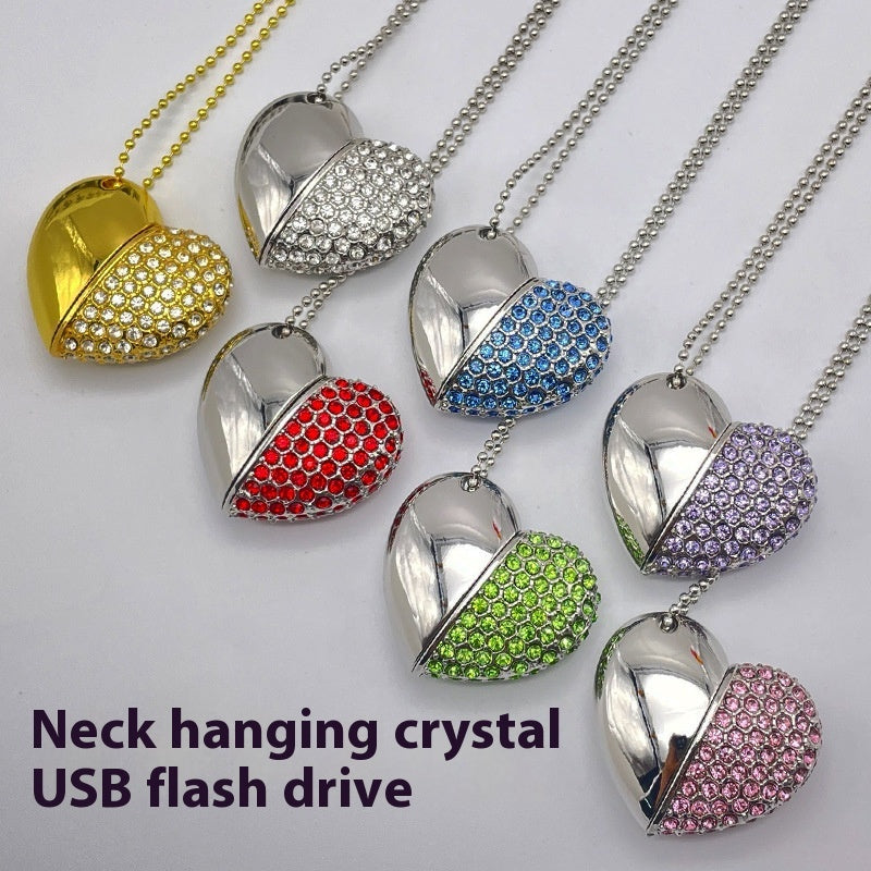 Herzförmiger USB-Stick mit Strass-Besatz