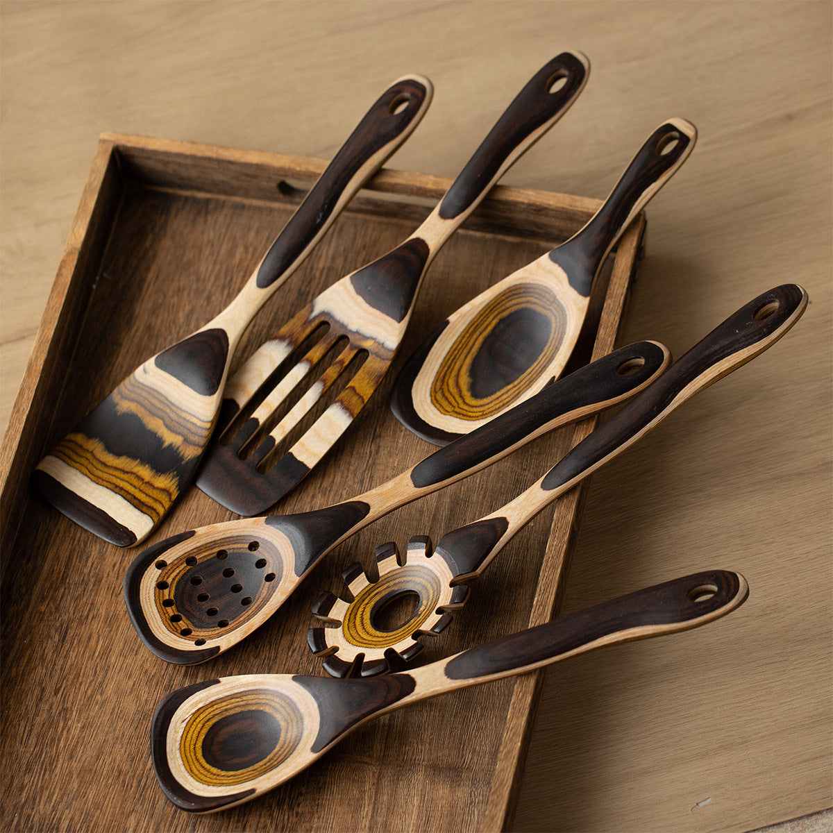 Farbverlauf Kochlöffel-Set aus Holz – Bild 2 | LuxeStyle