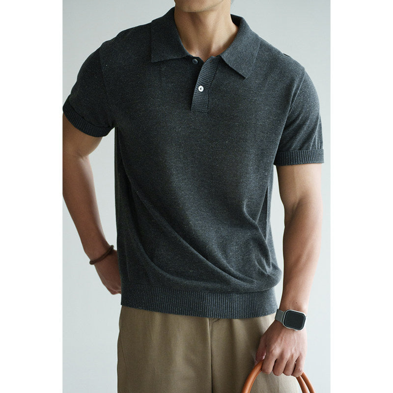 Tencel-Leinen Strick-T-Shirt mit Blumenmuster