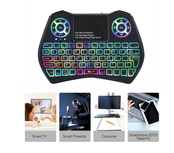 Mini Wireless Tastatur mit Touchpad und RGB-Beleuchtung