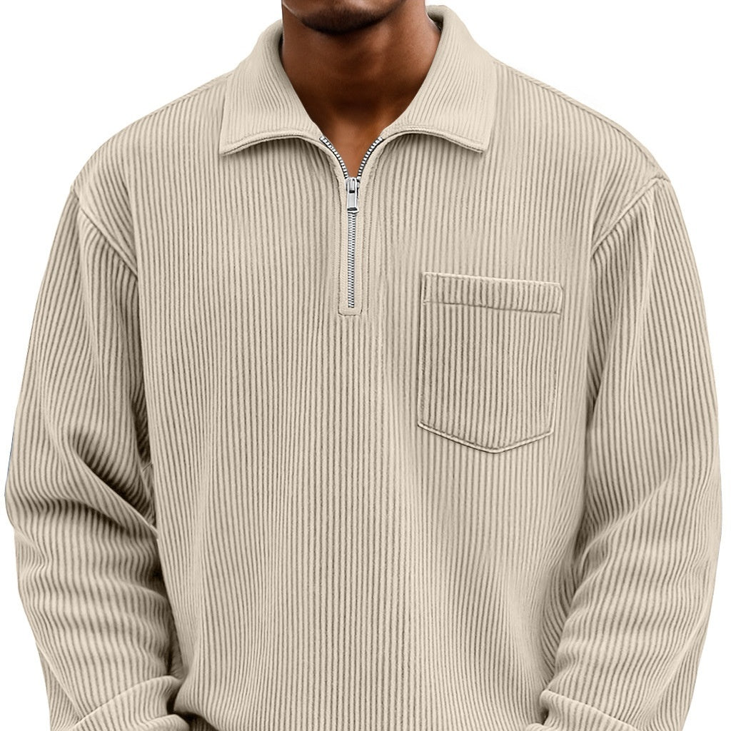 Henley Langarm-Hoodie mit Reissverschluss
