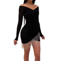 Schwarzes Off-Shoulder Midikleid für Damen