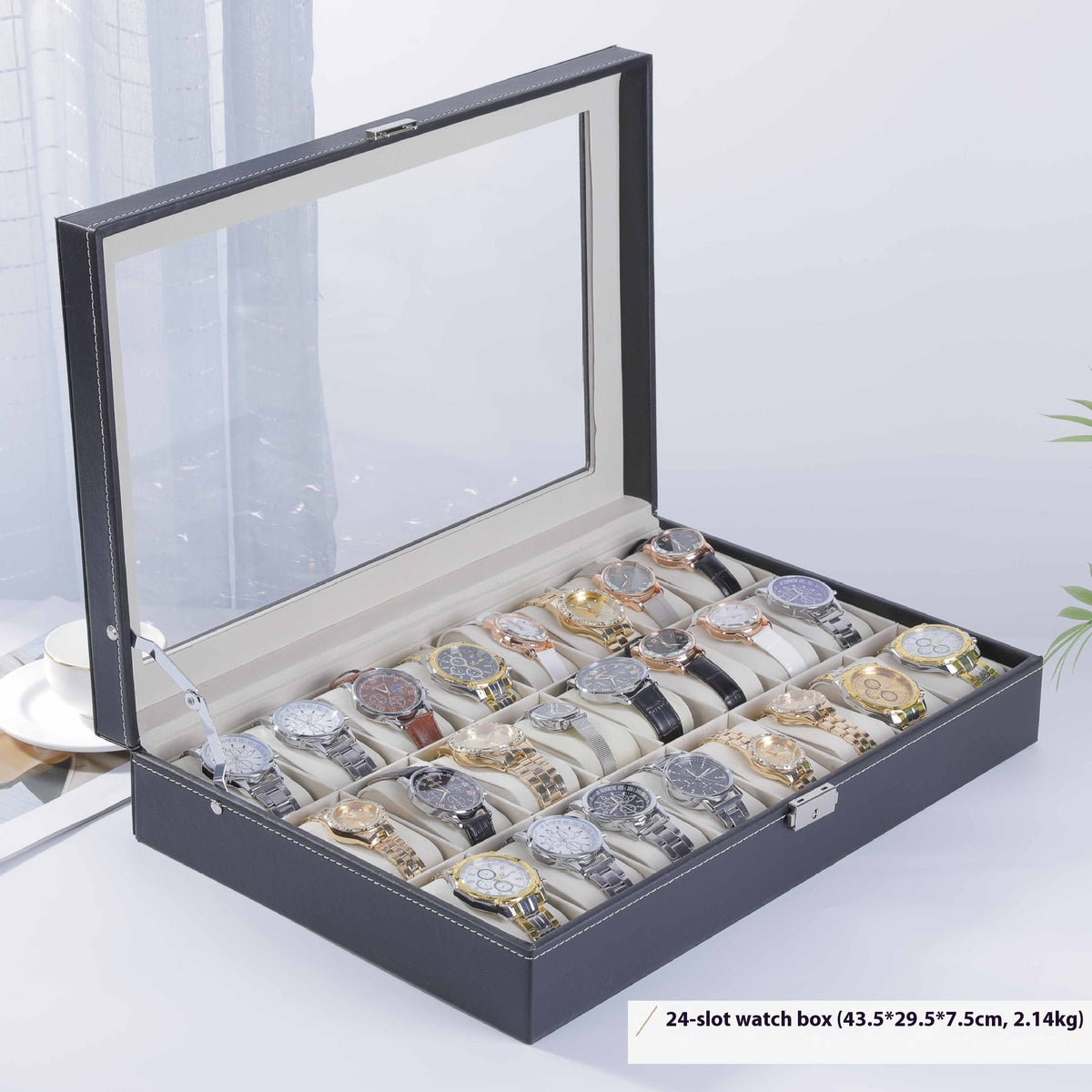 Uhrenbox aus Leder mit Sichtfenster – Bild 6 | LuxeStyle