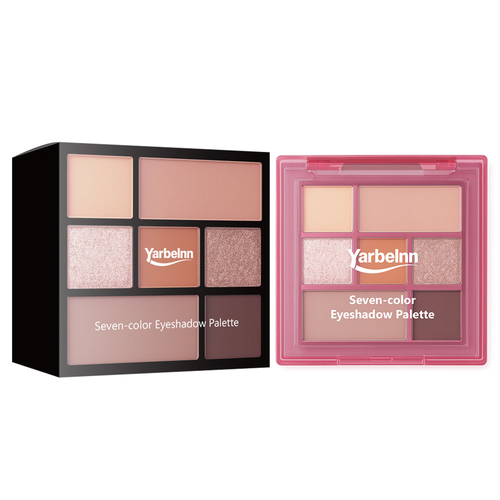 7-farbige Multifunktions-Eyeshadowpalette, Erde-Töne, Matt & Glitzer,