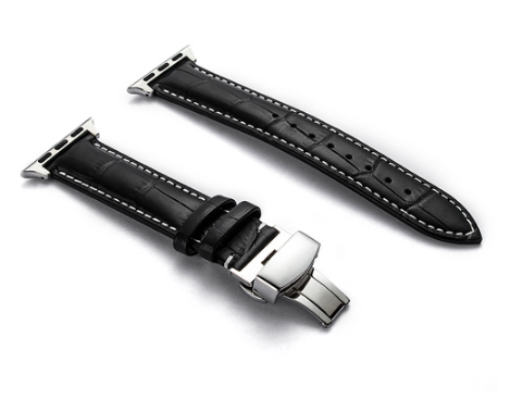 Lederarmband mit Faltschliesse und Doppelknopf