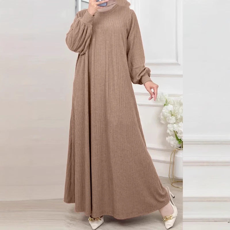 Lässiges Langarm-Kleid mit Rundhals