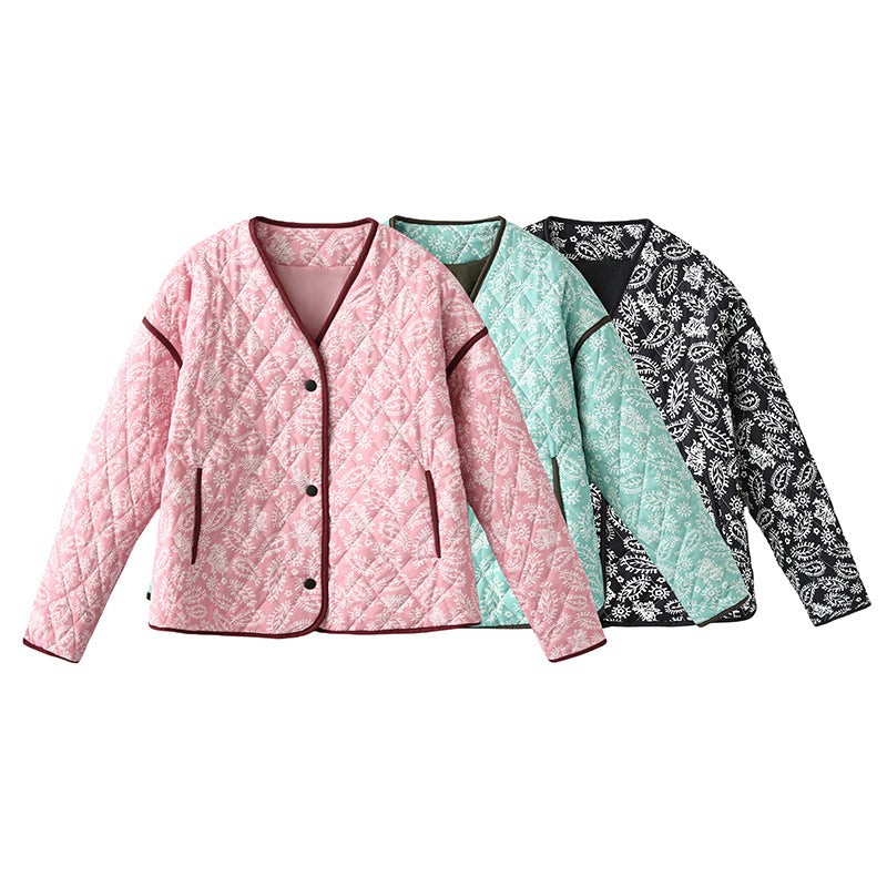 Gedruckte Jacke mit V-Ausschnitt – Bild 3 | LuxeStyle