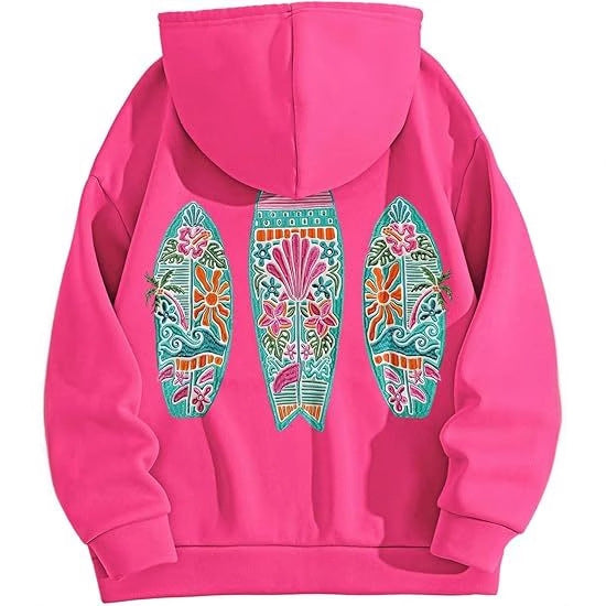 Damen Kapuzen-Sweatshirt mit Blumenprint