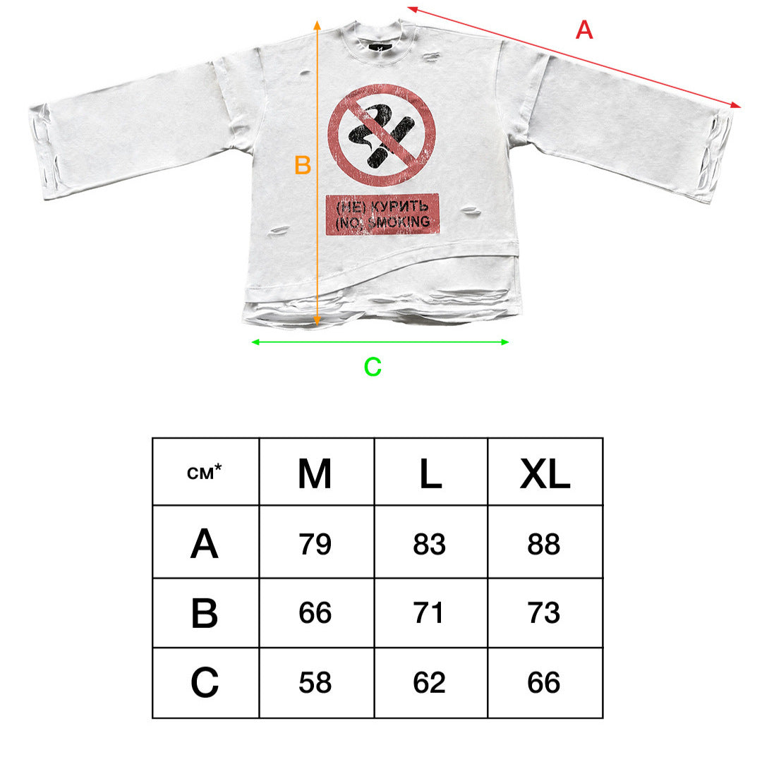 Rundhals Langarmshirt mit "No Smoking" Print