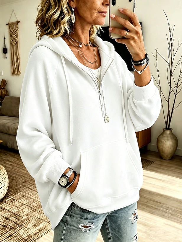Corduroy Hoodie mit halber Knopfleiste