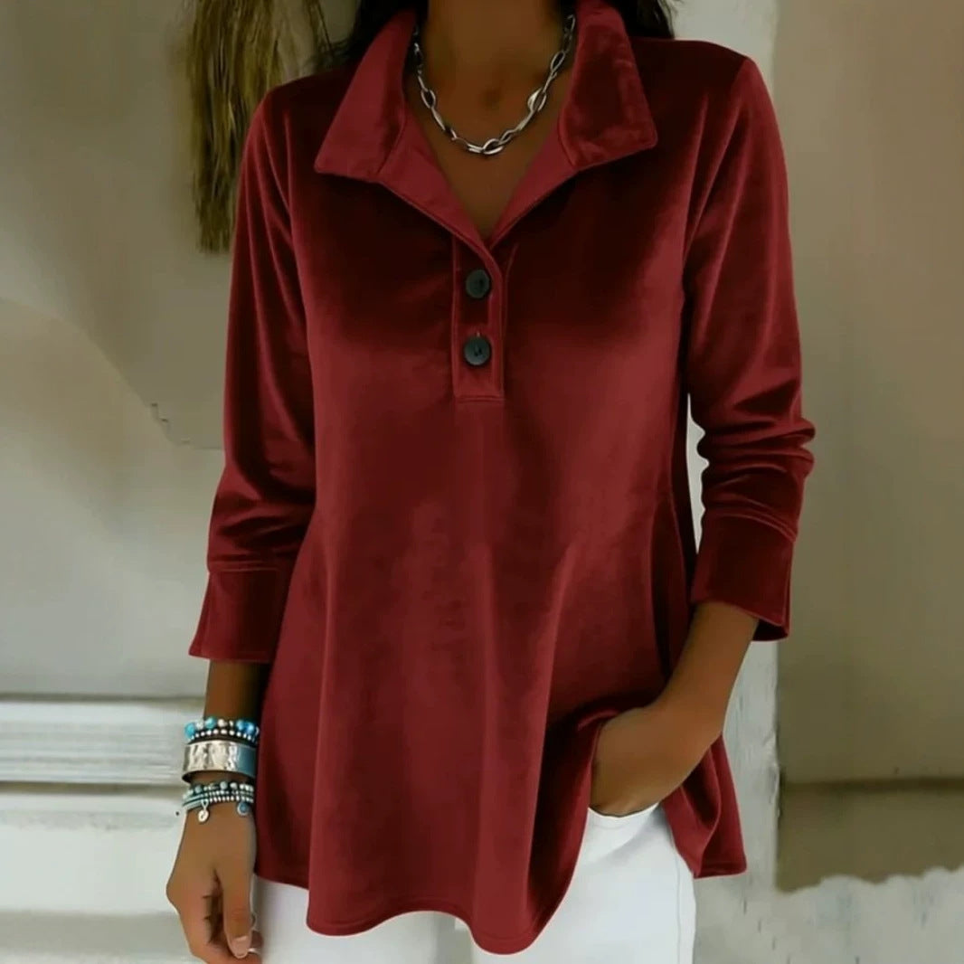 Elegantes Samt-Top mit Stehkragen für Damen