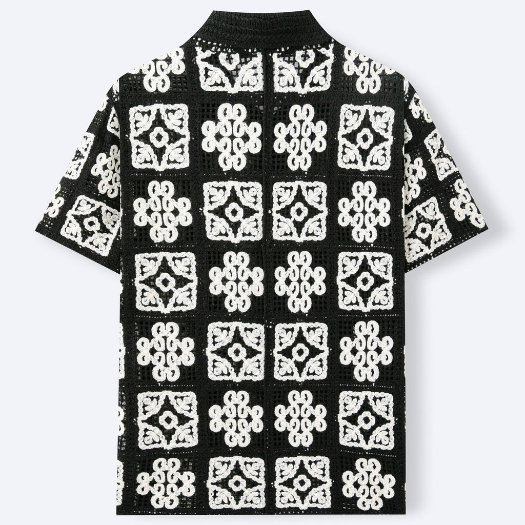 Herren Strickpullover im Schwarz-Weiss Karomuster – Ansicht 5
