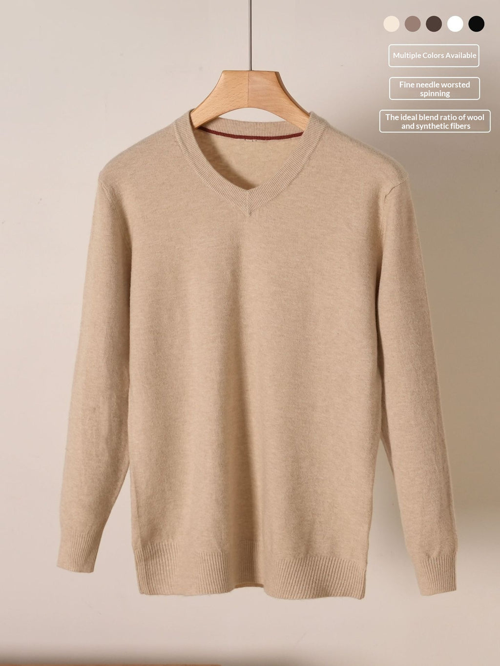 Herren V-Ausschnitt Pullover aus Wollmischung – Bild 2 | LuxeStyle