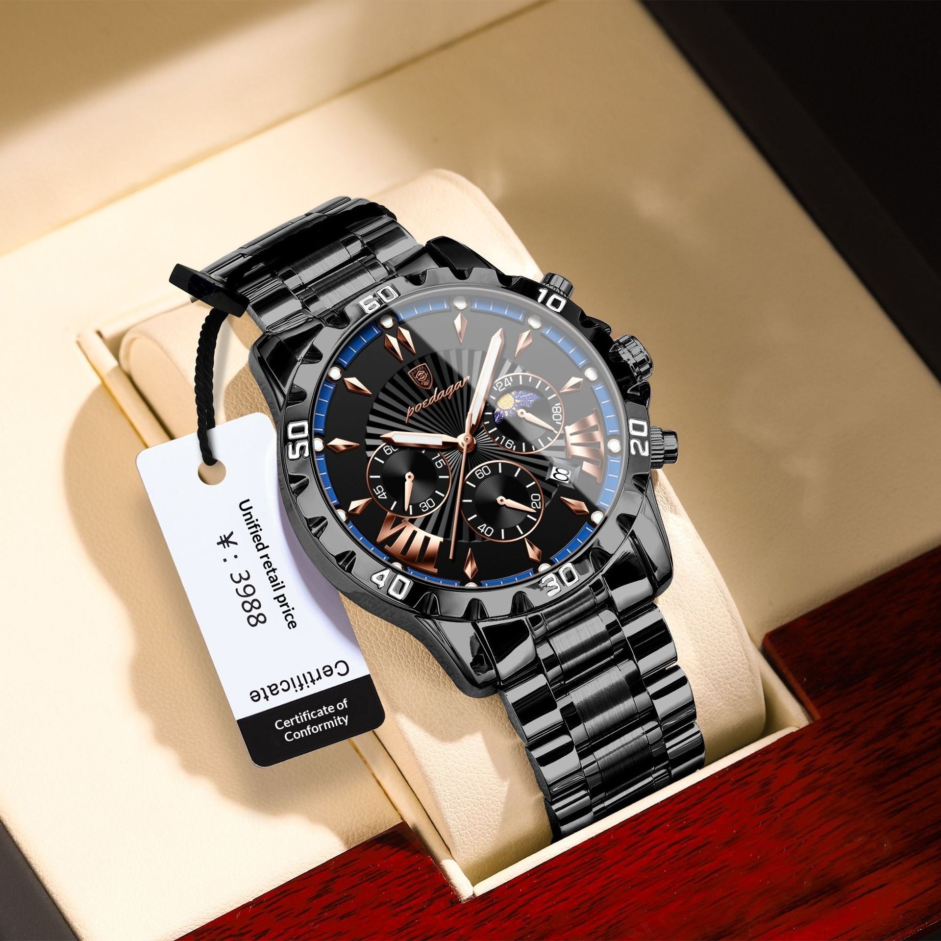 Mondphasen-Armbanduhr für Herren