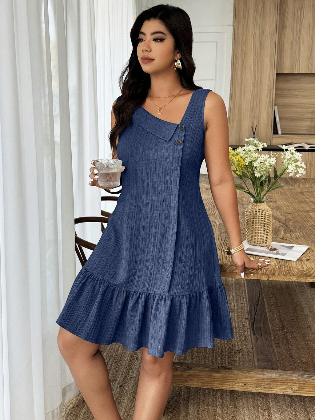 Ärmelloses A-Linien-Volantkleid mit Rüschen – Bild 11 | LuxeStyle