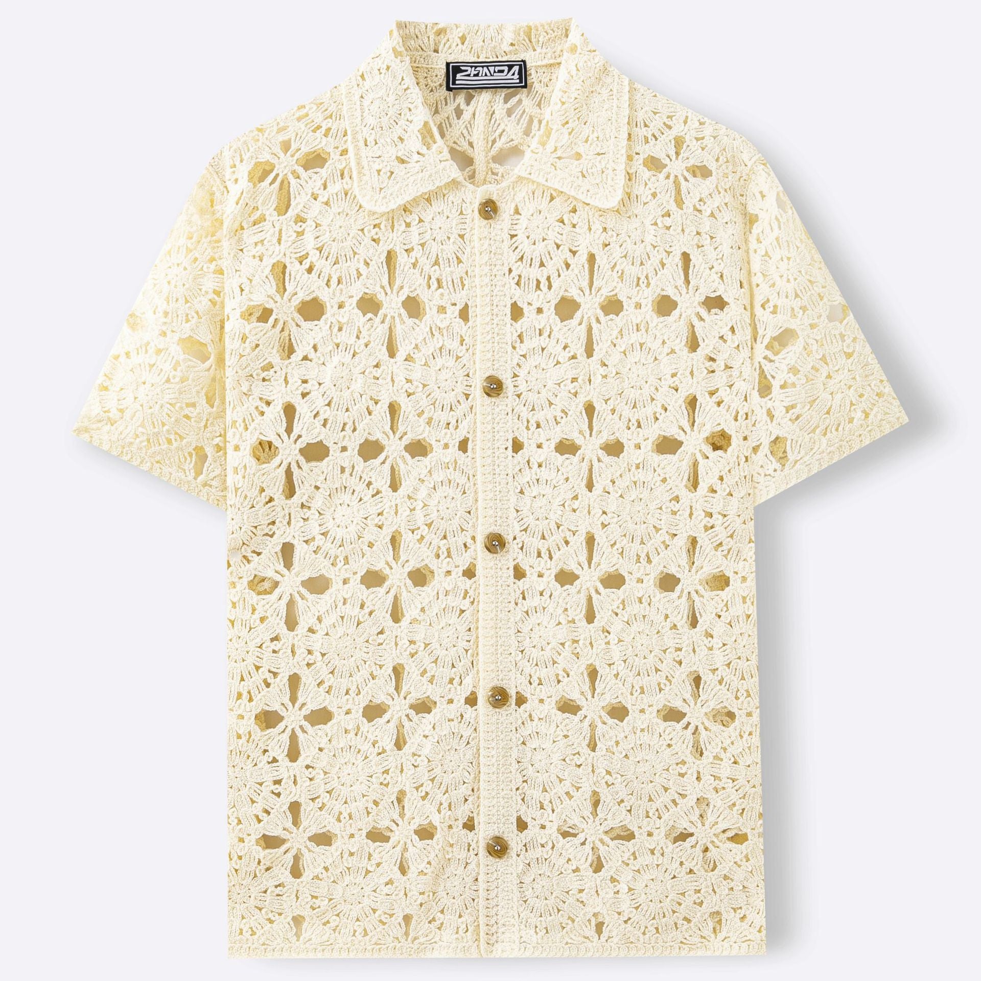 Herren Sommer Kurzarm-Crochet-Shirt
