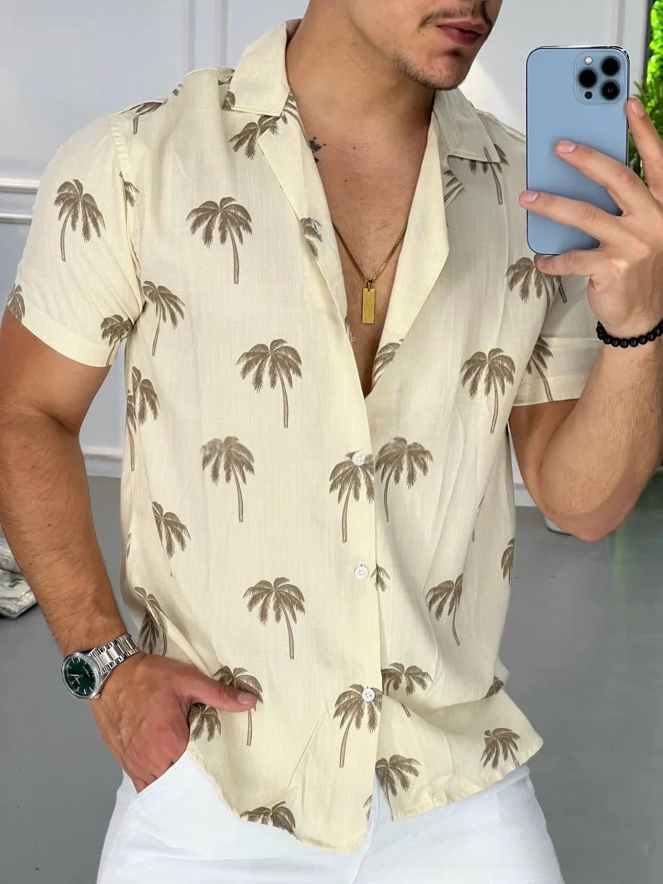 Hawaiianer-Print-Kurzarmhemd