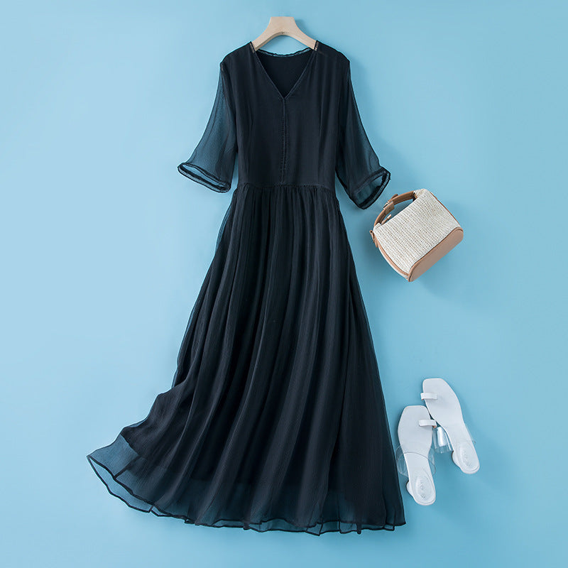 Seidenkleid mit 3/4-Ärmeln