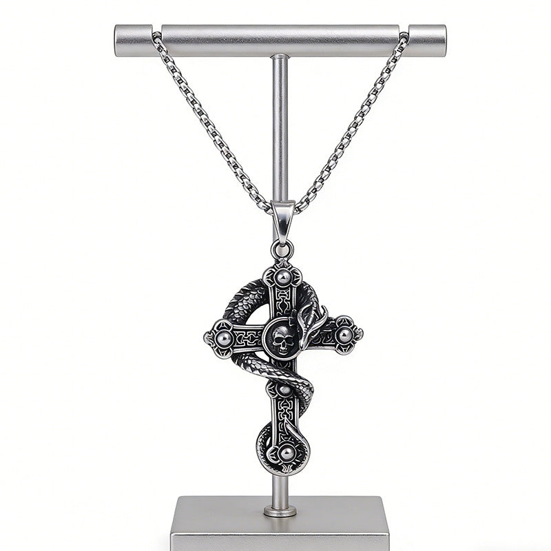 Retro-Anhänger Drachenkreuz aus Titanstahl