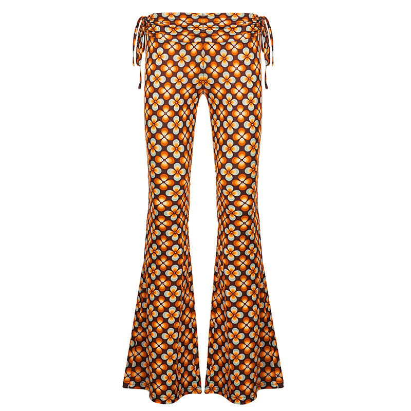 Retro Gelbe Low-Waist Stretch Hose für Damen