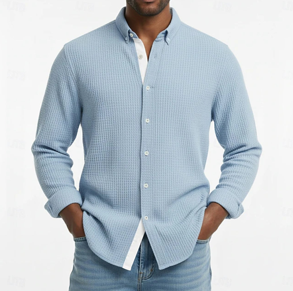 Herren Waffelstrick Cardigan Langarm – Ansicht 5