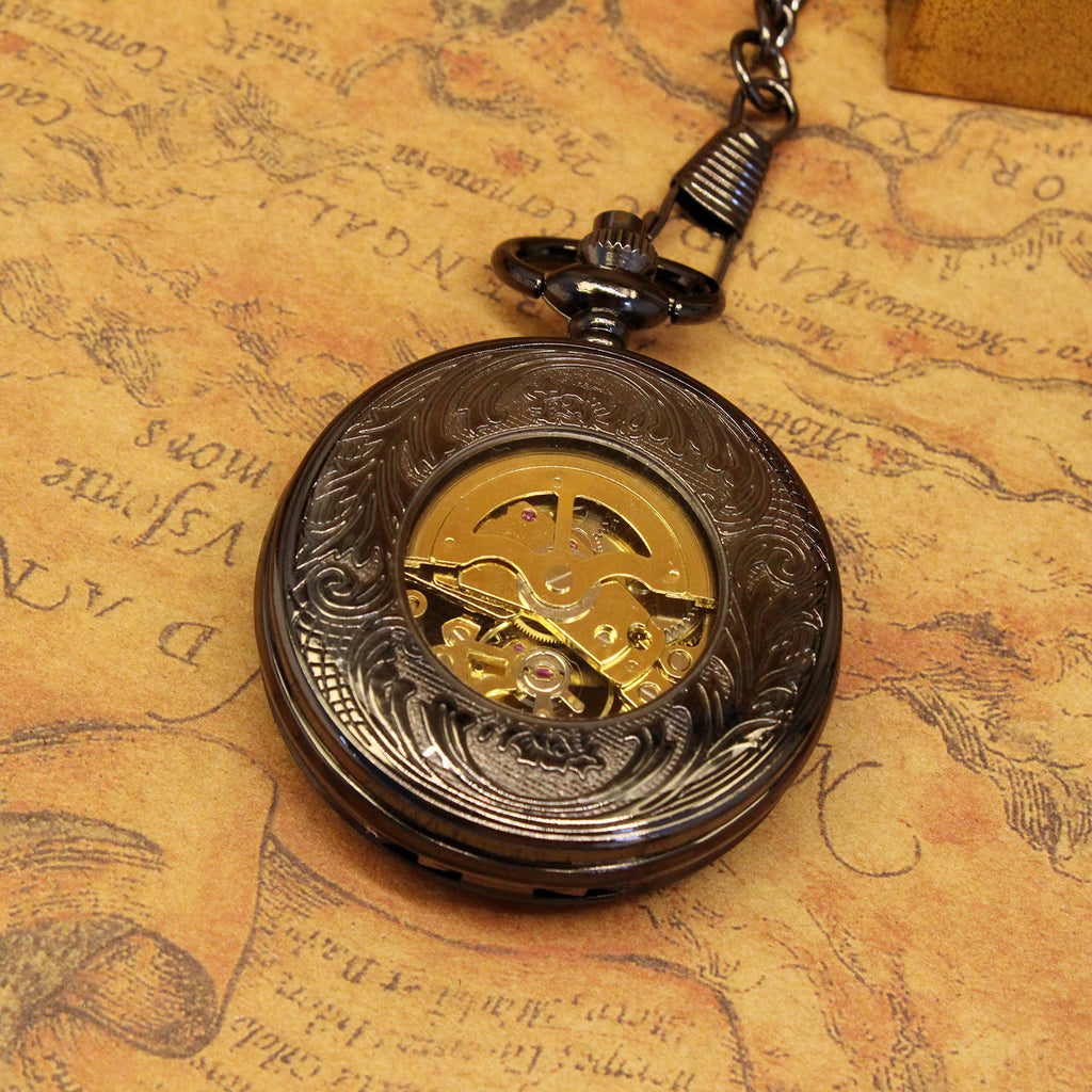 Transparente Retro-Skelett-Taschenuhr – Ansicht 3