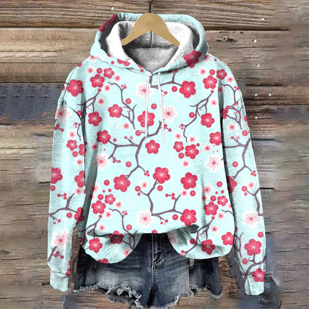 Blumiger Designer-Hoodie für den Herbst