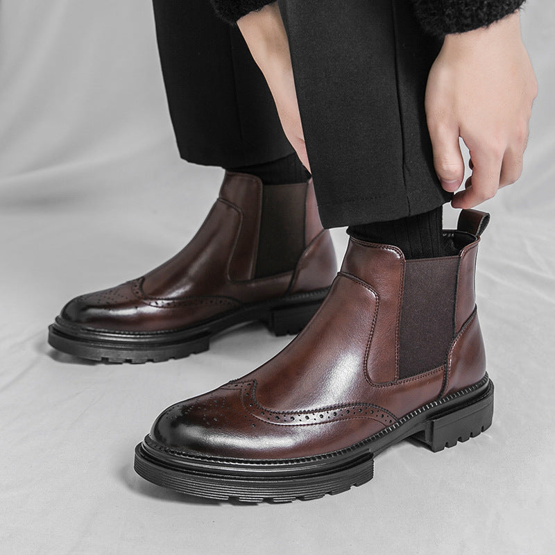 Herren High-Top Fashion Ankle Boots aus Leder