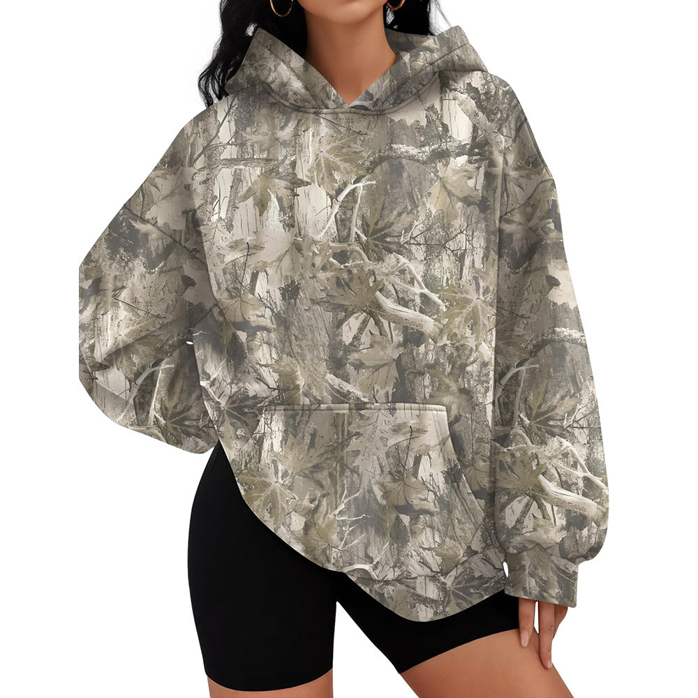 Weiten Bäumchenmuster-Hoodie