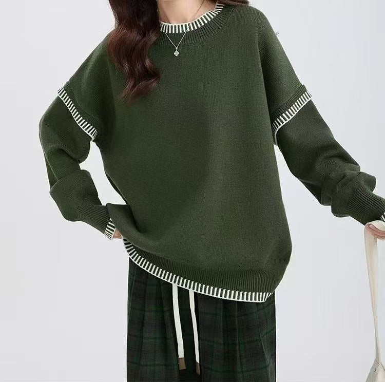 Damen Color-Block Pullover aus Wollmischung
