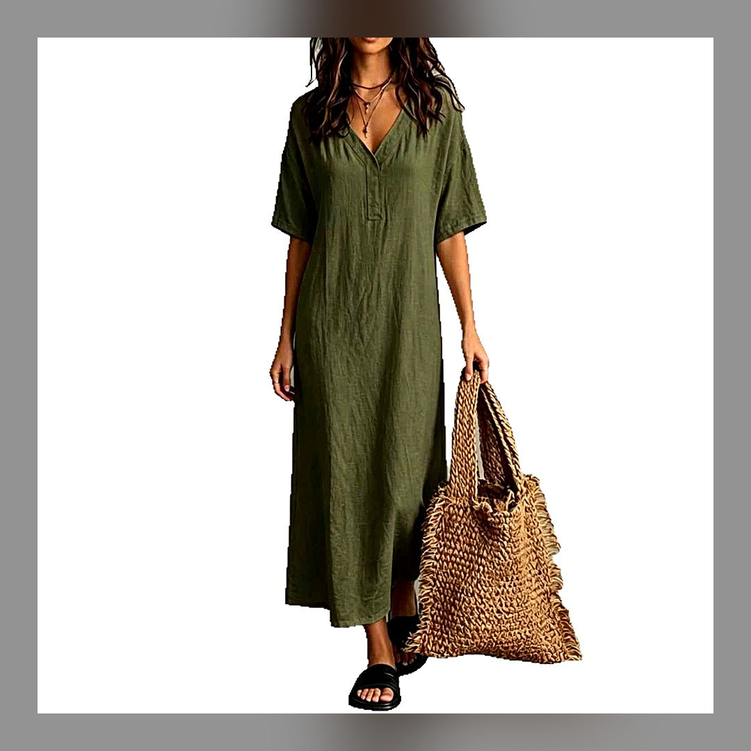 LuxeStyle-Edit · Boho-Kleid «Ibiza» – Baumwoll-Leinen, locker