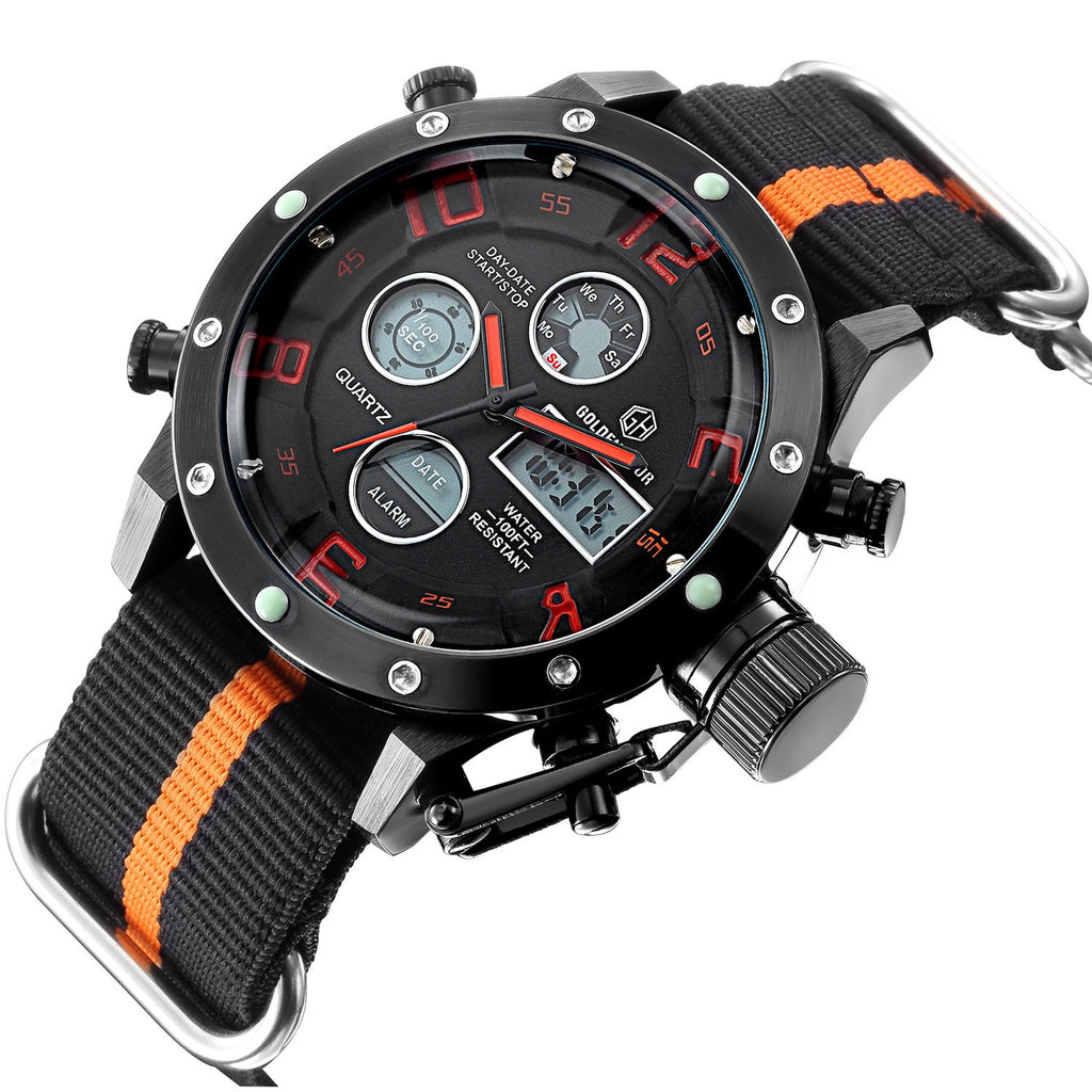 Uhr mit wasserfestem Gehäuse, silber/black, 15 mm | LuxeStyle