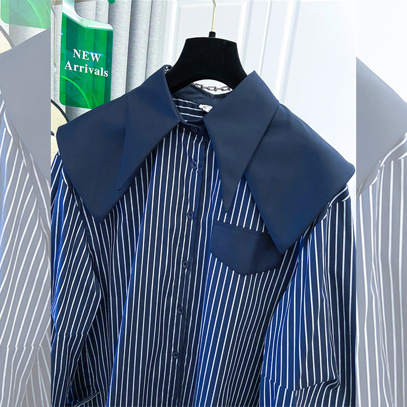 Retro Streifen Fake Zweiteiler Shirt für Damen | LuxeStyle