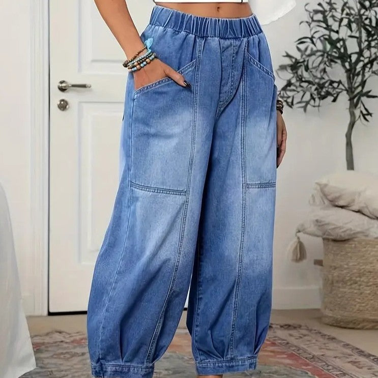 Retro-Denim-Caprihosen