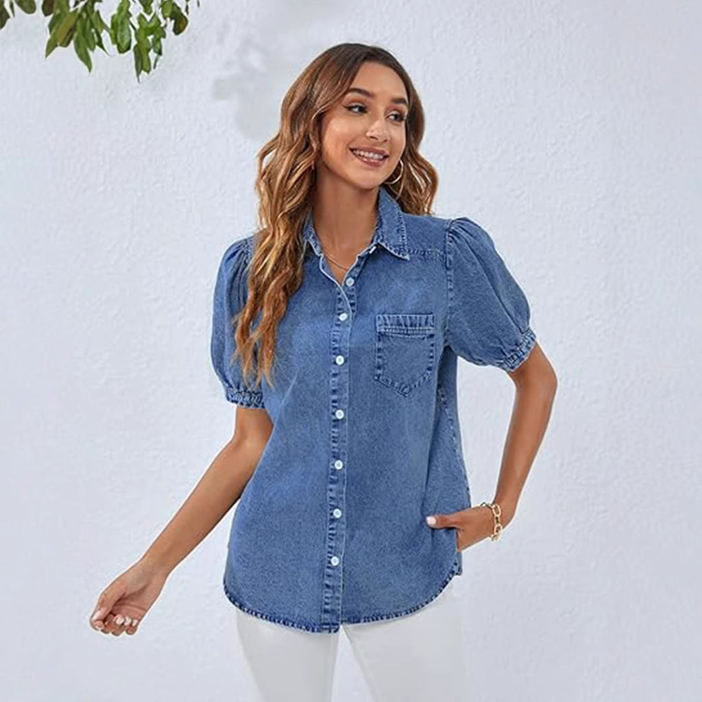 Denim-Hemd mit Umlegekragen – Bild 2 | LuxeStyle