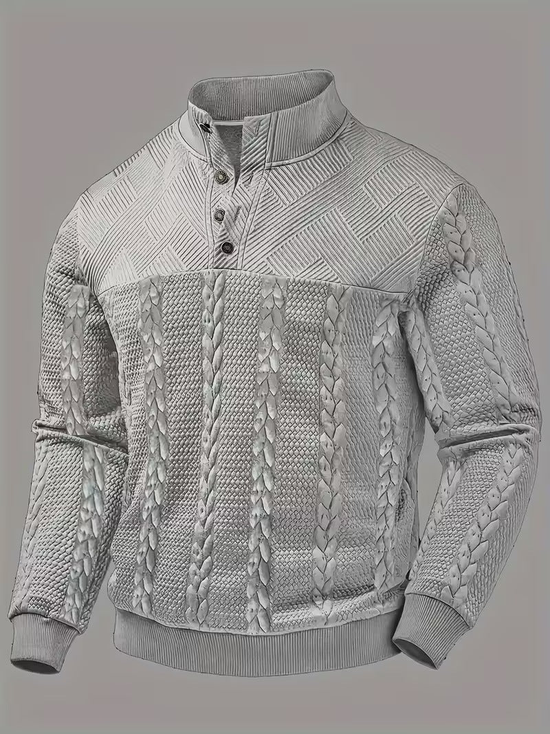 Retro Casual Pullover mit Stehkragen