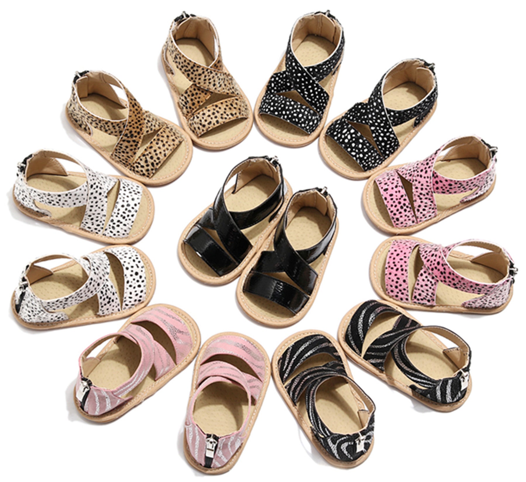 Leopard-Print Sandalen mit Grippsohle