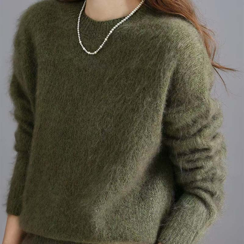 Kaschmir-Wollpullover mit Rundhals