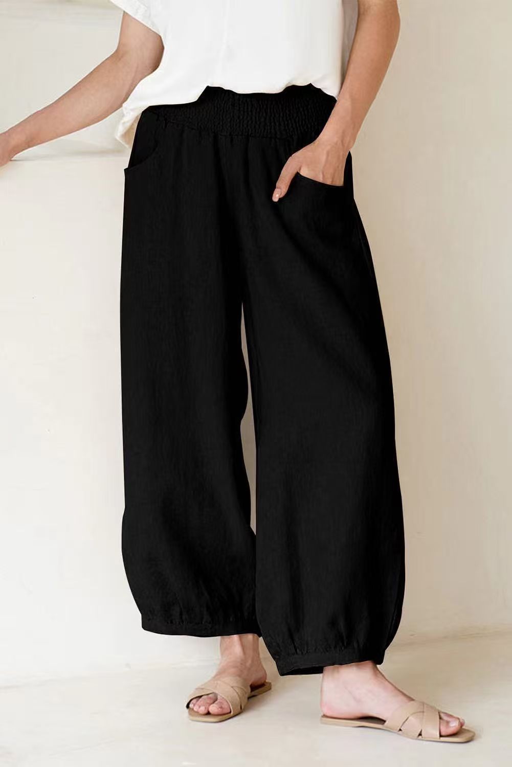 Leinenhose Loose Fit Cropped