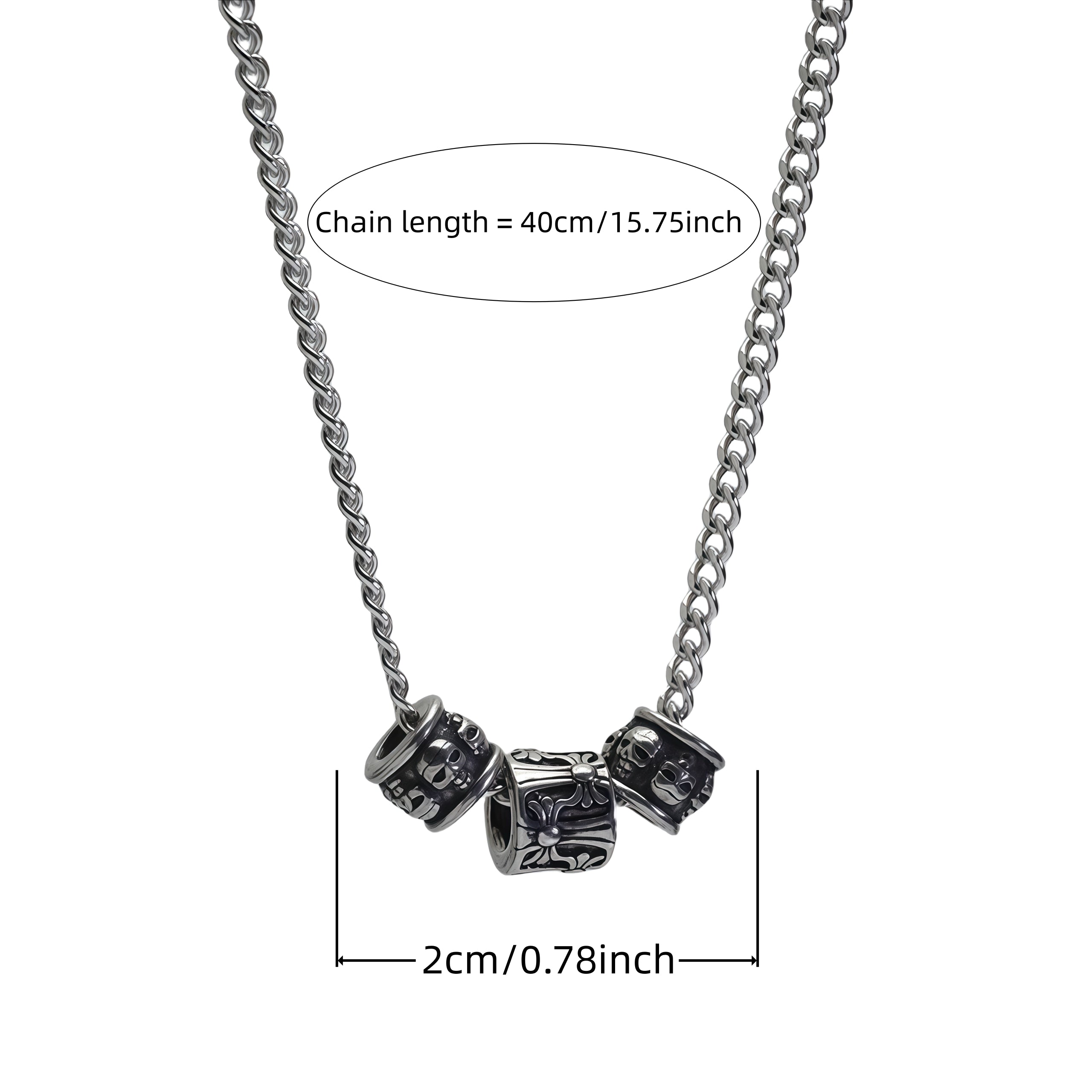 Gothic Vintage Halskette mit Totenkopf- und Kreuzperlen
