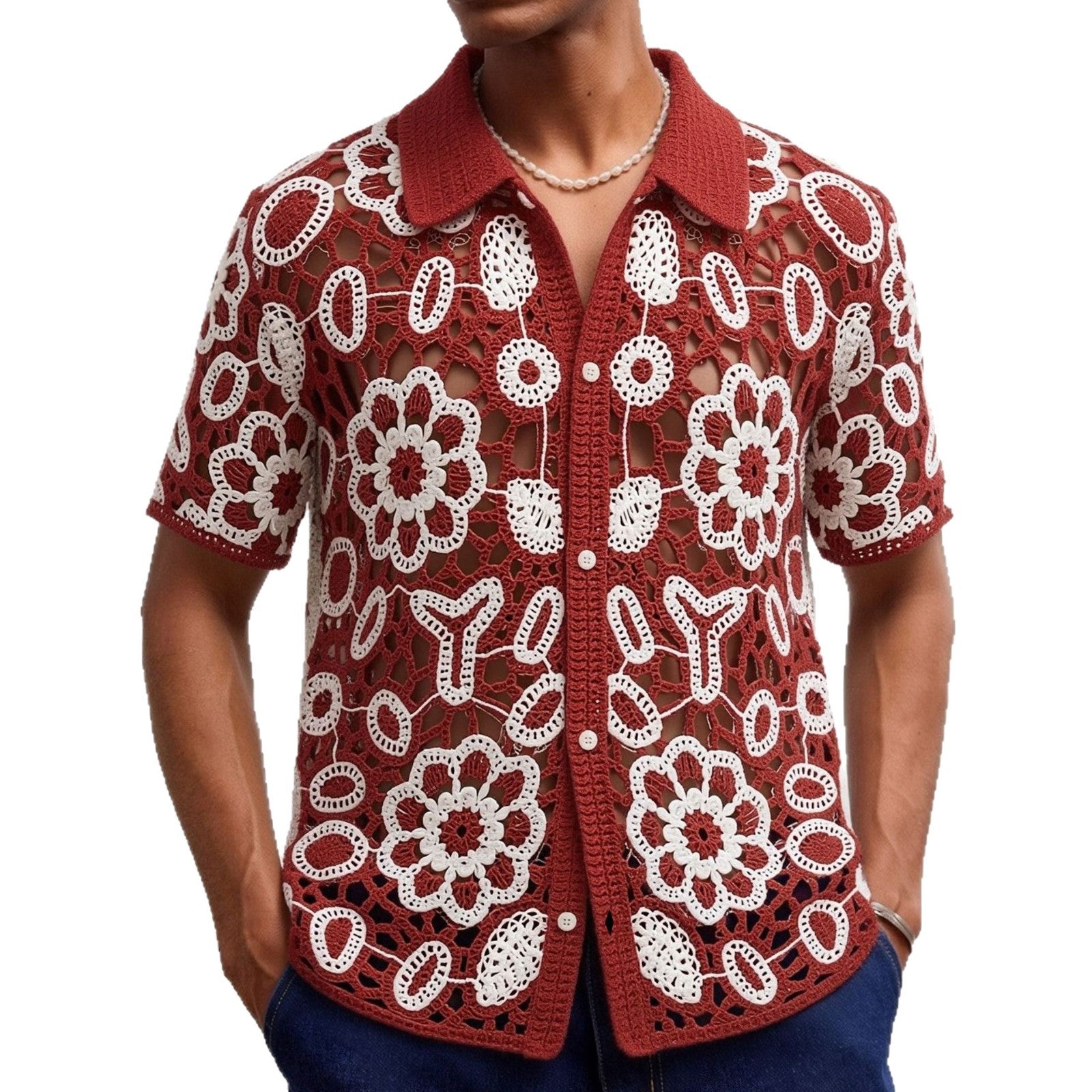 Crochet-Top mit Blumenmuster
